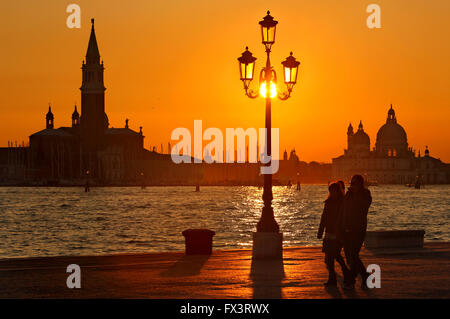 Sonnenuntergang im Sestiere di Castello, Venedig (Venezia). Stockfoto