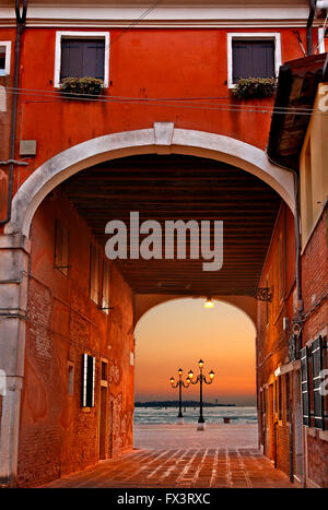 Sonnenuntergang im Sestiere di Castello, Venedig (Venezia). Stockfoto