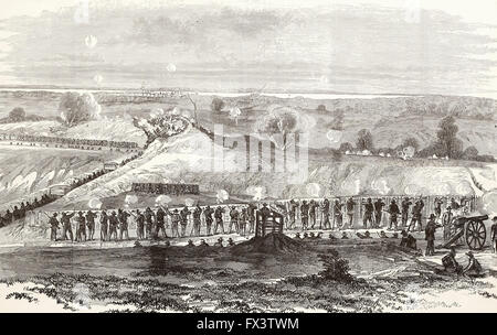 Belagerung von Vicksburg - der Kampf in der Mitte von Fort Hill nach der Explosion, 27. Juni 1863. USA Bürgerkrieg Stockfoto