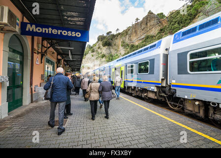 Bahnhof in Monterosso al Mare, Cinque Terre, Italien, Europa Stockfoto