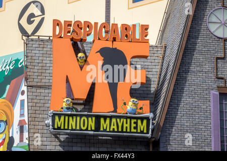 Werbung für die verabscheuungswürdigen melde mich Fahrt Minion Chaos Themenpark Universal Studios Orlando Florida Stockfoto