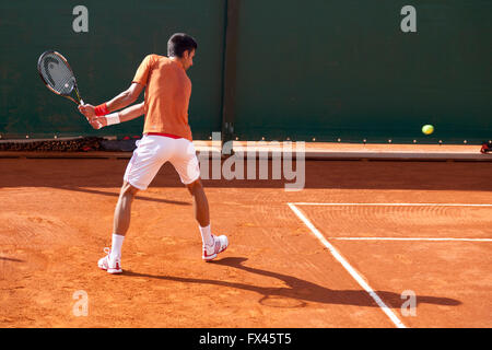 Monte Carlo Rolex Masters ATP, Monaco. Novac Djokovic Training auf Platz Stockfoto