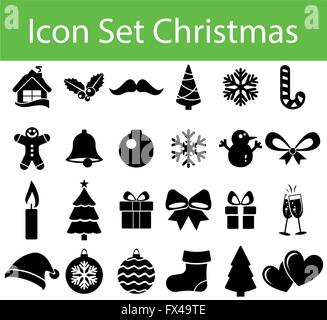 Icon Set Weihnachten mit 24 Symbole für verschiedene Kauf im Web Und Grafikdesign Stock Vektor