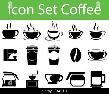 Icon Set Kaffee ich mit 15 Symbolen für verschiedene Kauf im Web Und Grafik design Stock Vektor