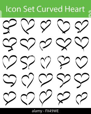 Icon Set gebogen Herzen mit 16 Icons für den kreativen Einsatz in Grafik-design Stock Vektor
