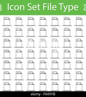 Icon Set Datei Drahtmodell mit 49 Symbole für den kreativen Einsatz in Grafik-design Stock Vektor