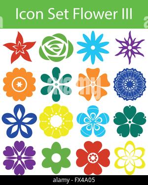 Icon Set Blumen III mit 16 Icons für verschiedene Kauf Stock Vektor