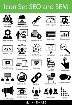 Icon Set SEO und SEM mit 30 Symbole für den kreativen Einsatz in Grafik-design Stock Vektor