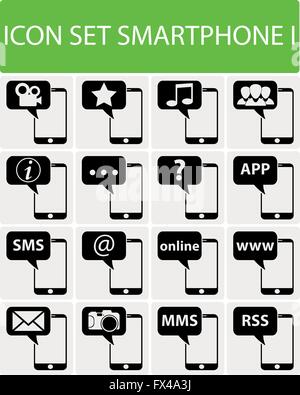 Icon Set Smartphone ich mit 16 Icons für verschiedene Kauf Stock Vektor