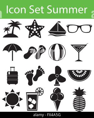 Icon Set Sommer mit 16 Icons für den kreativen Einsatz in Grafik-design Stock Vektor