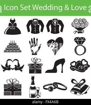 Icon Set Hochzeit und Liebe mit 16 Icons für den kreativen Einsatz in Grafik-design Stock Vektor