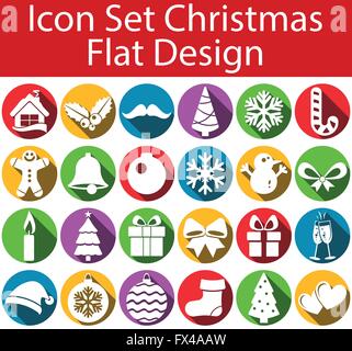 Flache Design Icon Set Weihnachten mit 24 Symbole für den kreativen Einsatz im Web ein Grafik-design Stock Vektor