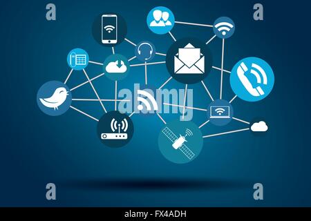 Graphischen Vektor-Netzwerk-Kommunikation für verschiedene Kauf Stock Vektor