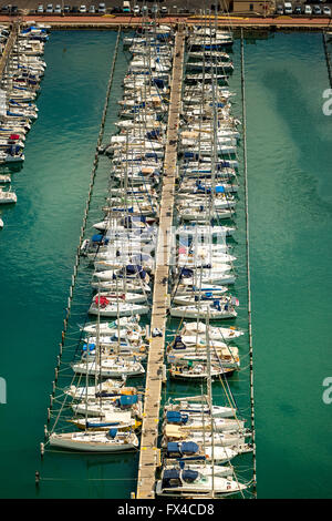 Antenne-anzeigen, Port Palavas, Marina, Marina, Marina, Segelboote, Investoren, Palavas-Les-Flots, Frankreich, Languedoc-Roussillon, Frankreich Stockfoto