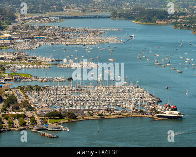 Luftaufnahme, Marina Sausalito, Segelboote auf der Pier, San Francisco Bay Area, United States of America, Kalifornien, USA USA, Antenne Stockfoto