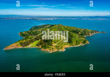 Luftaufnahme, Angeln Island, Ayala Cove, autofreien Insel vor Belvedere Tiburon, Bucht von San Francisco, Vereinigte Staaten Stockfoto