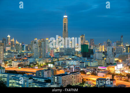 Die Stadt Bangkok in Nachtansicht, Thailand Stockfoto