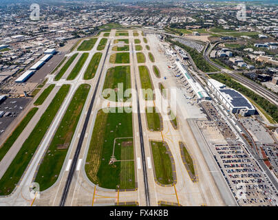 Antenne, internationaler Flughafen San Jose, Start-und Landebahnen, Start-und Landebahnen, San Jose, San Francisco, Bay Area, Vereinigte Staaten von Amerika, Kalifornien Stockfoto