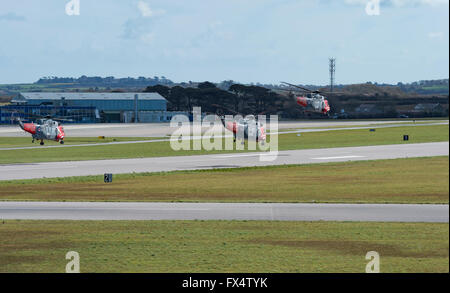 Letzten drei Suche und Sea King MK5 Rettungshubschrauber in den Ruhestand von Royal Marine Service Stockfoto