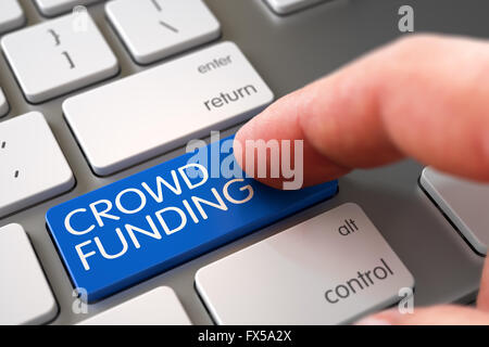 Crowd-Funding auf Tastatur Schlüsselbegriff. Stockfoto