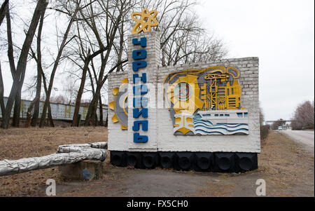 Die verlassene Stadt Pripyat, Ukraine. Pripyat war nach der Reaktorkatastrophe von Tschernobyl aufgegeben. Stockfoto