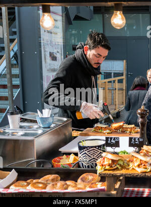 Spitalfields Market Lebensmittel Anbieter Stockfoto