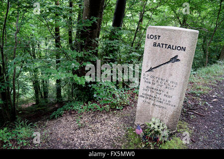 Denkmal für das verlorene Bataillon auf Apremont-Binarville Road, Argonnen, Frankreich. Stockfoto