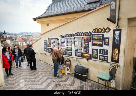 Alte Burg Treppen von der Kleinseite, Prager Burg, Prag, Tschechische Republik, Europa Stockfoto