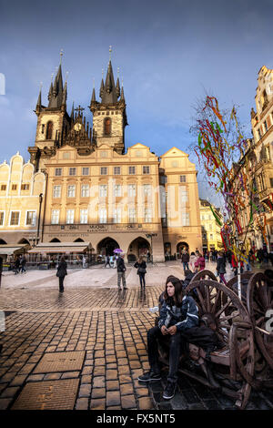 Ostermarkt Staromestske Namesti vom Altstädter Ring, Prag, Tschechische Republik, Europa Stockfoto