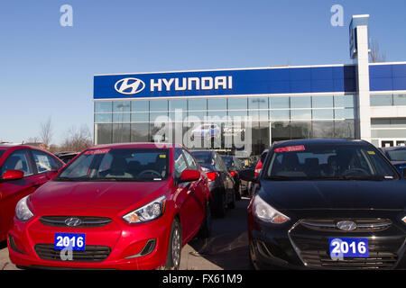 Die Hyundai-Autohändler in Kingston, Ontario, auf Dienstag, 5. Januar 2016. Stockfoto