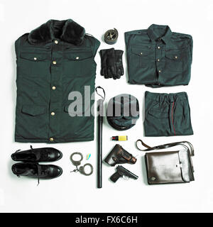 Organisierte militärische Uniform und Ausrüstung Stockfoto