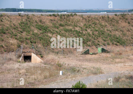 Tierwelt Passage und Flucht Rampen in einen High-Speed Railway in Provinz Leon, Spanien Stockfoto