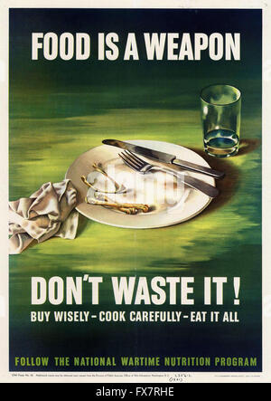 Essen ist eine Waffe - Weltkrieg - US-Propaganda Poster Stockfoto
