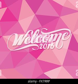 Willkommen 2016 Polygon Prosit Neujahr Rosa girly Stock Vektor