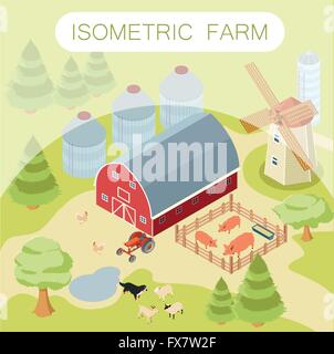 Isometrische Bauernhof banner Stock Vektor