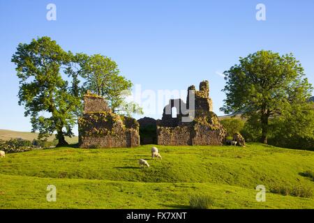 Pendragon Burgruine des 12. Jahrhunderts Norman Befestigung. Mallerstang, Kirkby Stephen, obere Eden Valley, Cumbria, England. Stockfoto