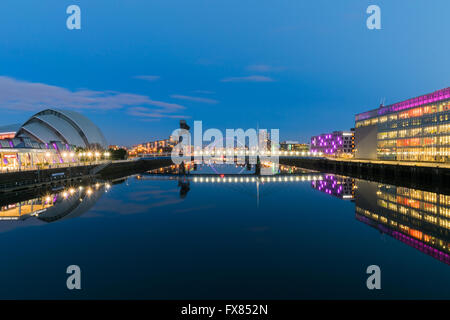 Glasgow Stadtbild Clyde Arc Finnieston, Kran schottische Ausstellung Zentrum hydro Stockfoto