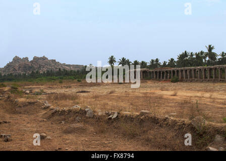 Krishna Basar gegenüber der Krishna-Tempel, Hampi, Karnataka, Indien. Heilige Zentrum. Stockfoto