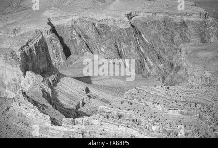 Schwarz / weiß Bild von Felsformationen in der Grand Canyon National Park, eines der beliebtesten Reiseziele in den Vereinigten Stockfoto