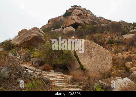 Matanga Hill. Hampi, Karnataka, Indien. Heilige Zentrum. Stockfoto