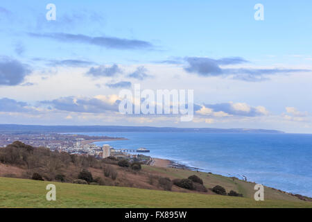 Hervorragende Eastbourne Stadtansicht von oben, UK Stockfoto