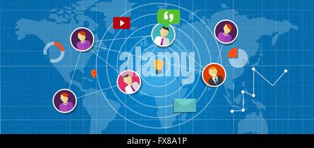 soziales Netzwerk Medien miteinander verbundenen Menschen auf der ganzen Welt Stock Vektor