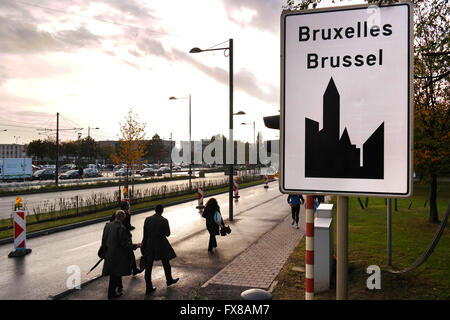 Ortseingangsschild der Stadt Brüssel die Hauptstadt von Belgien Stockfoto