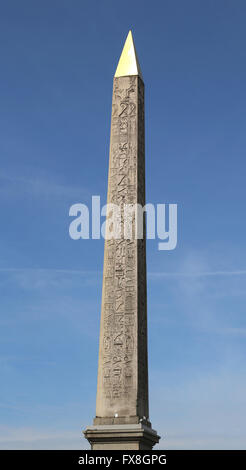 Luxor Obelisk. Ort der Concorde. Paris. Frankreich. Ursprünglich nach Luxor-Tempel in Ägypten angesiedelt. (Regierungszeit Ramses II) Stockfoto