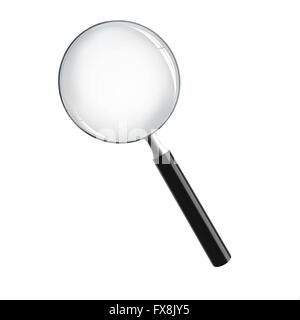 3D Lupe auf weißem Hintergrund Stockfoto