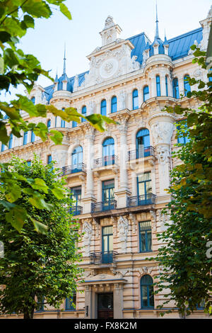 Jugendstil-Architektur - Gebäude Fassade der Stadt Riga. Stockfoto