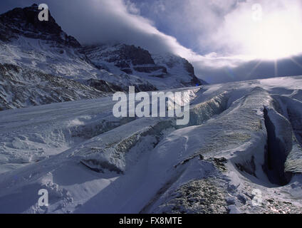 Das Columbia Icefield die größte Eisfeld in den Rocky Mountains of North America in 1980 zeigen Ausdehnung des Eises Stockfoto