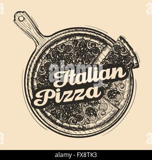 Italienische Pizza. Handgezeichnete Essen. Skizze-Vektor-illustration Stock Vektor
