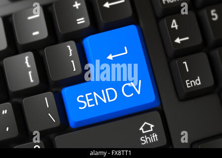 Tastatur mit blauen Knopf - Send Cv. Stockfoto