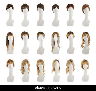 Haar-Perücke über die Mannequin Head-set Stockfoto